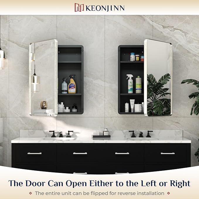 Keonjinn Brushed Nickel Medicine Cabinet - Image 8