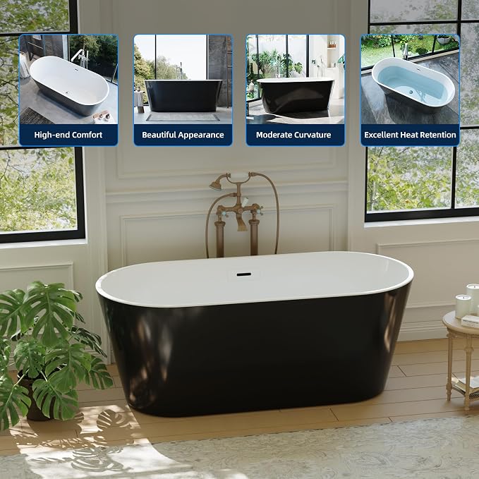 67'' Acrylic Freestanding Bathtub, Extra-Deep Soaking Free Standing Tub - Image 8