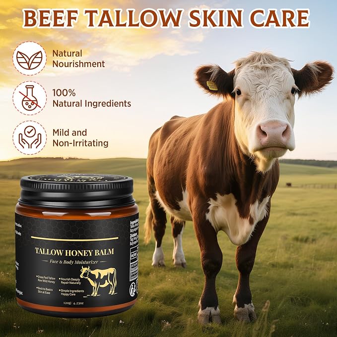 Beef Tallow for Skin, Tallow and Honey Balm for Face, Grass Fed Beef Tallow for - Image 7