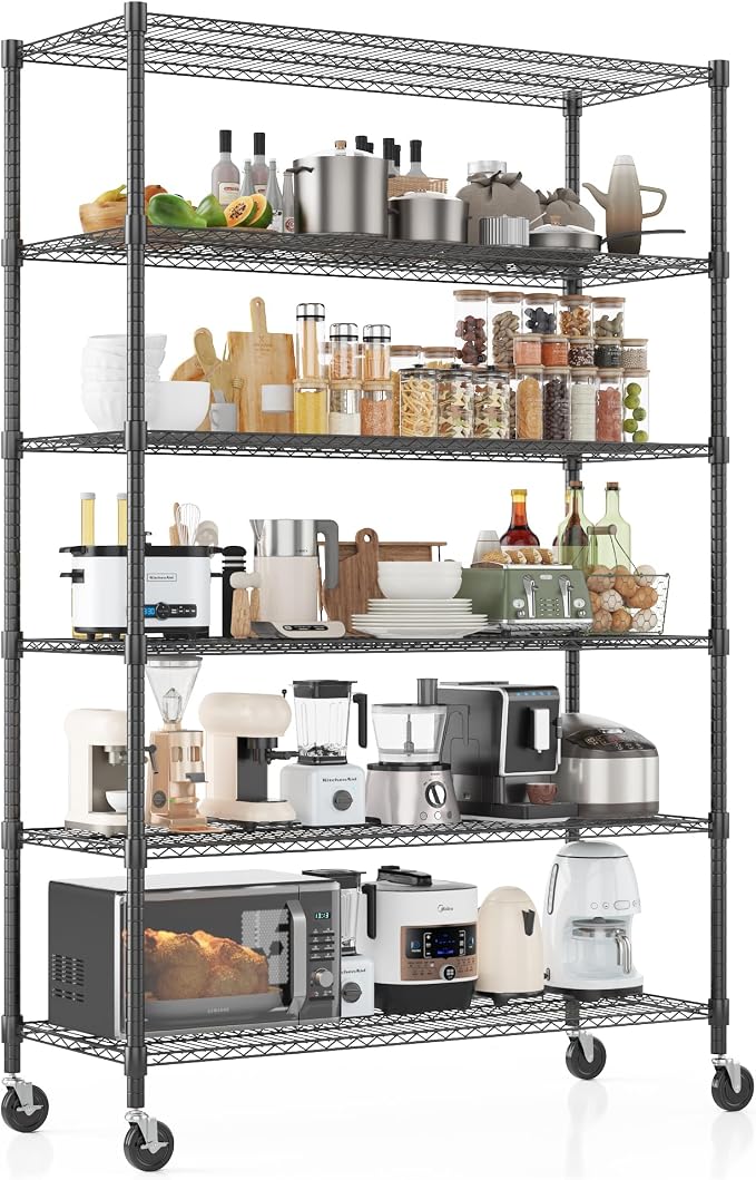 Homdox Heavy Duty Storage Shelves, 6 Tier Wire Shelving Unit by HOMDOX
