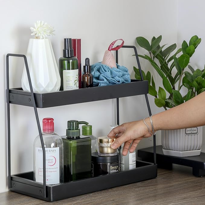 Acacia Bathroom Organizer Countertop 13.6 x 14 x 6.7 inches, 2-Tier Wood - Image 4