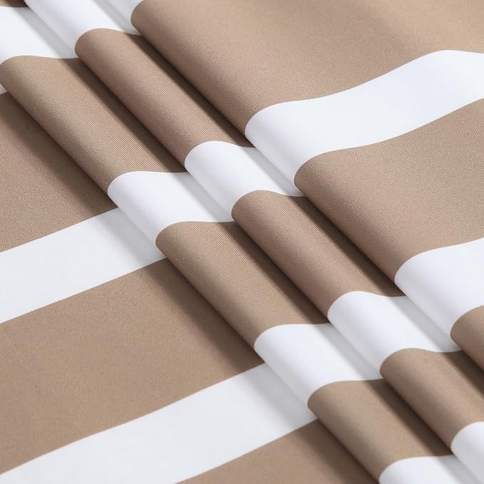 Extra Long Beige and White Striped Shower Curtain 72x84 Inches, Waterproof - Image 3