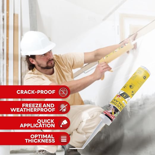 XFasten White Silicone Caulk 10.1 oz 100% Silicone Odorless Waterproof Sealant - Image 2