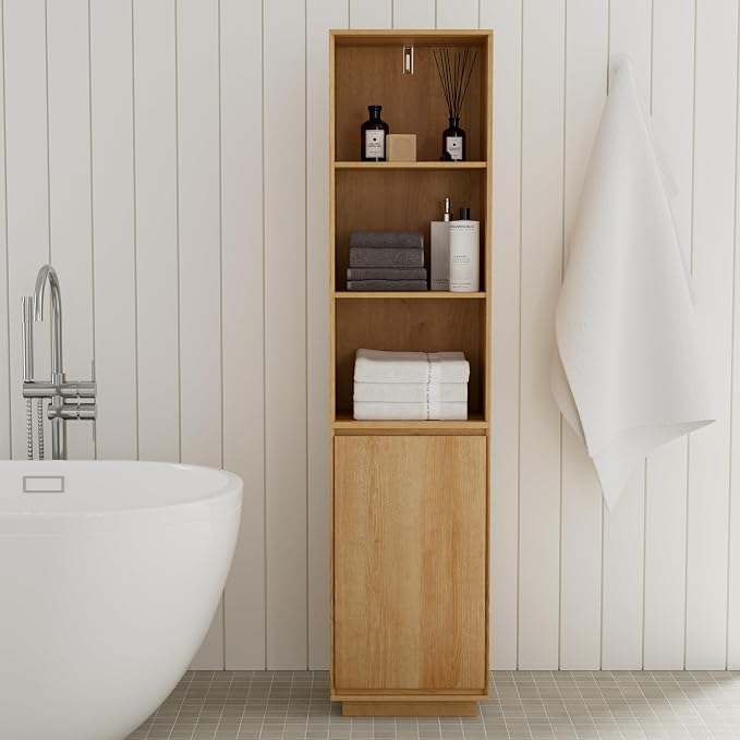Tall Bathroom Storage Cabinet, Mid Century Modern Freestanding Cabinets by EYYTHUNG