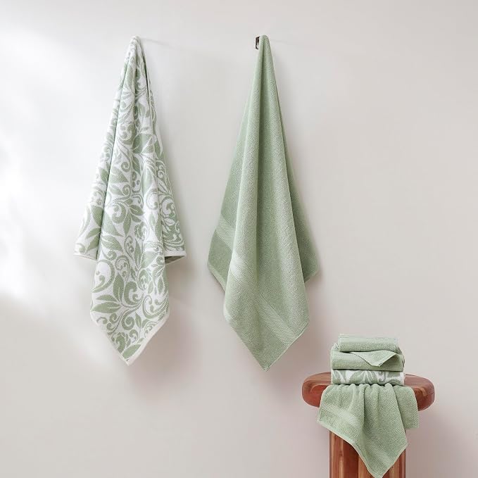 Modern Threads Trefoil Filigree 6-Piece 100% Cotton Towel Set – Reversible Yarn - Image 4