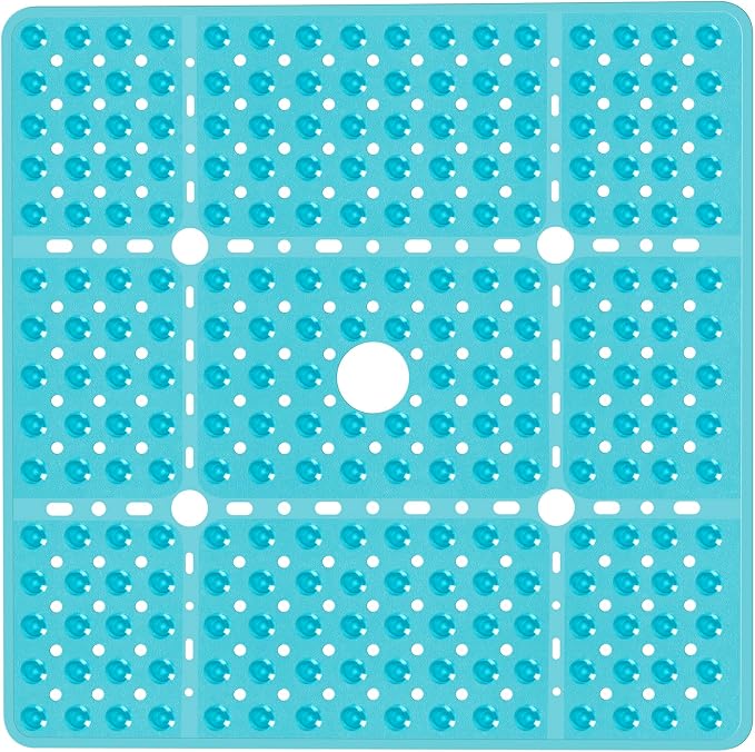Large Clear Green Square Shower Mat Non Slip 27 x 27 Inches, Square Bath Tub Mat by NaolotureHome