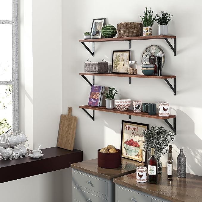 Heimlove Floating Shelves for Wall, 36 Inch Long Wood Floating Bookshelf Set of - Image 7