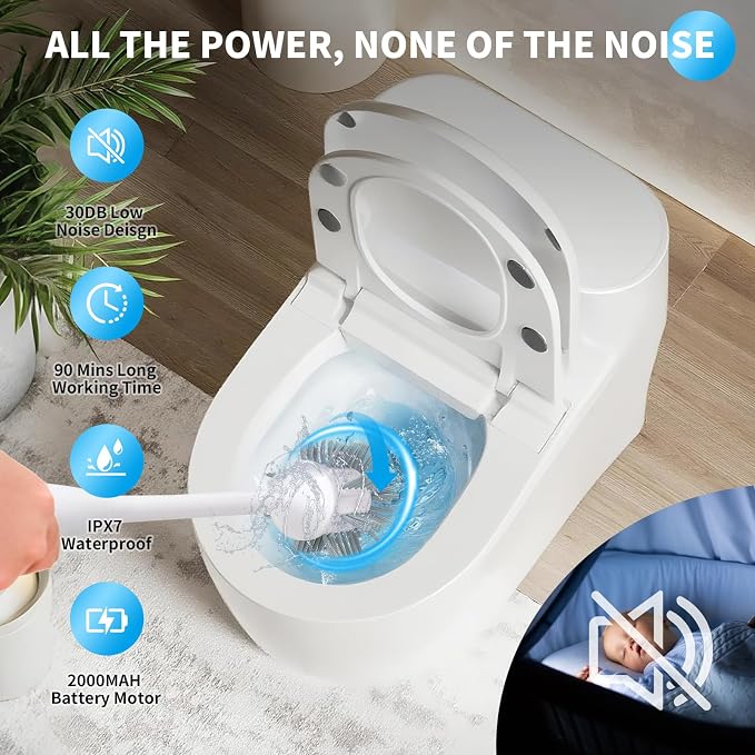 Electric Toilet Brush with Holder, Ultra Quiet & Powerful Scrubbing, IPX7 - Image 2