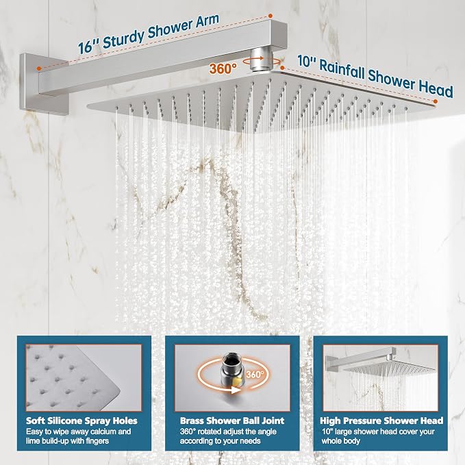 Shower System, Included 59'' Shower Hose, Shower Trim Kit and 2-IN-1 Diverter - Image 4