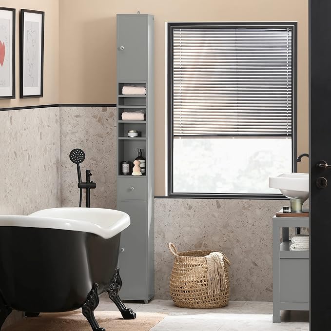 SoBuy Bathroom Narrow Storage Cabinet Skinny Tall Unit - Image 4