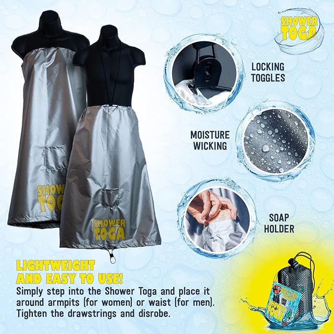 Shower Toga - Wearable Shower Garment, Privacy RV & Camping Shower, Surf Poncho - Image 6