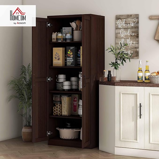 HOMCOM 63" 2-Door Kitchen Pantry, Freestanding Storage Cabinet - Image 2