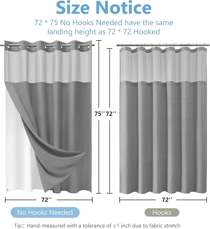 No Hook Waffle Weave Shower Curtain Set - Image 2