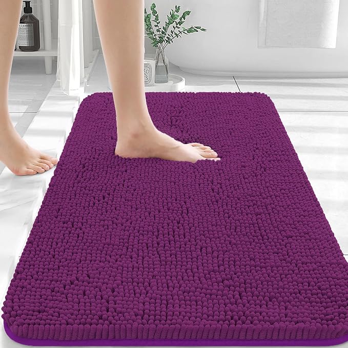 OLANLY Bathroom Rugs 36x24, Extra Soft Absorbent Chenille Bath Rugs, Rubber by OLANLY