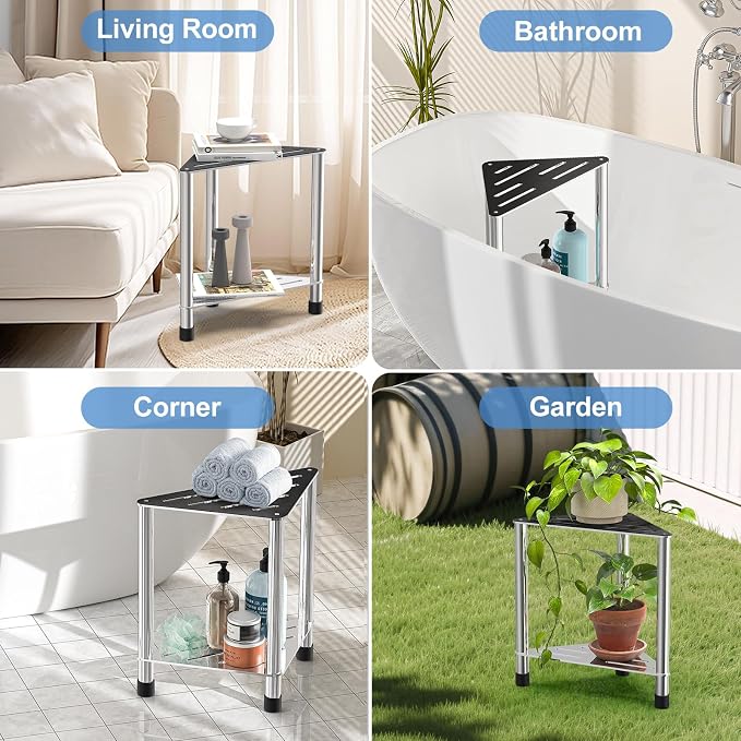 Stainless Steel Shower Stool for Inside Shower, 15.4'' H Shower Foot Rest - Image 8