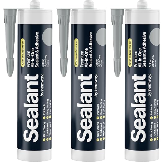 Light Gray Kitchen & Bathroom Sealant & Adhesive Hybrid Polymer | Superior to by Hemway