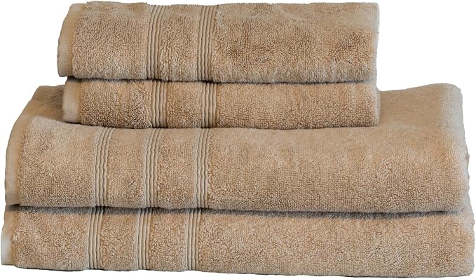 Mosobam Luxury Turkish 4pc Towel Set 30X58 16X30 Light Taupe 700 GSM Bamboo by Mosobam