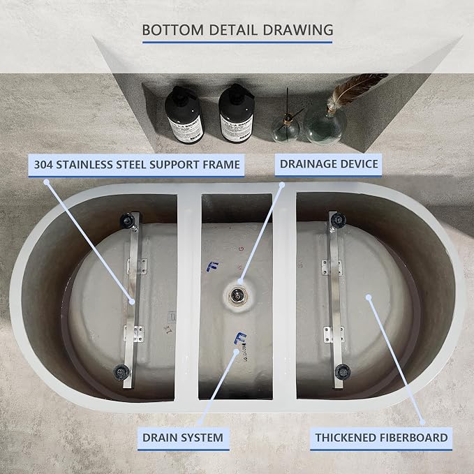 67" Acrylic Free Standing Tub, Stand Alone Tub, Freestanding Bathtub, Soaking - Image 8