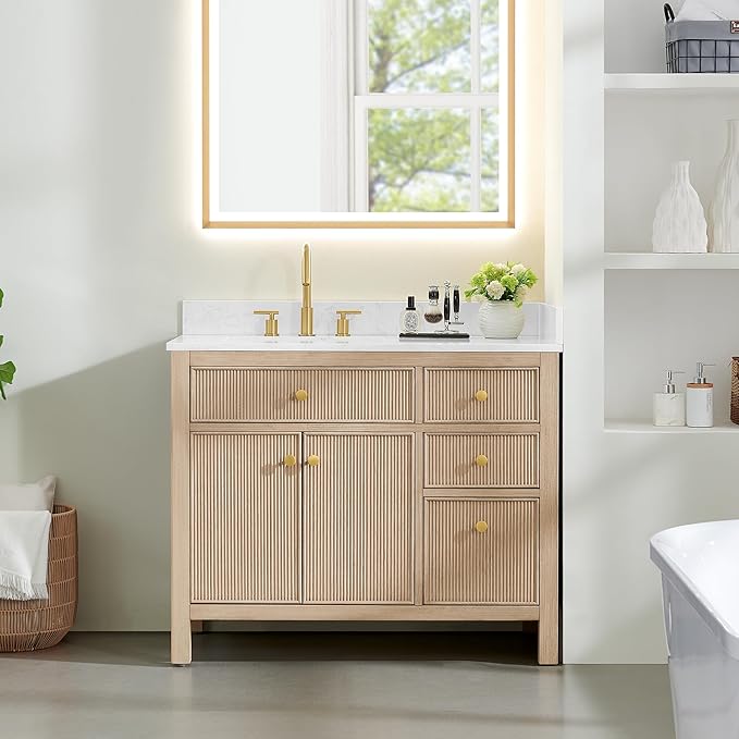 ALTAIR 42 Bathroom Vanity with Sink Mordern Pedestal Single Vanities Large by ALTAIR