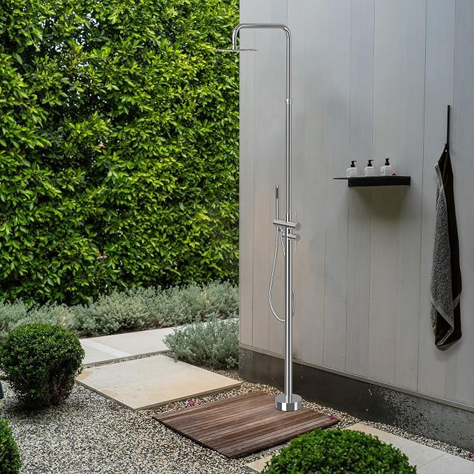 RBROHANT Freestanding Outdoor Shower Chrome, Height Adjustable Outside Showers - Image 9