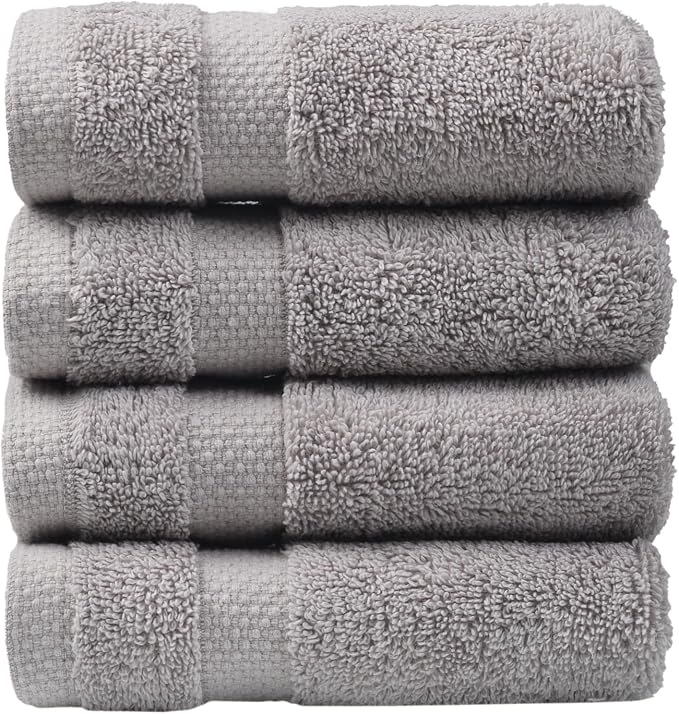 SOFE H&L | Olea Luxury Turkish Cotton Bath Towels Set of 4 : 4 Wash Cloths Cool by SOFEHomeLiving