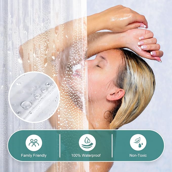 AmazerBath Heavy Duty Shower Curtain Liner 12 Gauge, 72 x 65 Inches Clear - Image 5