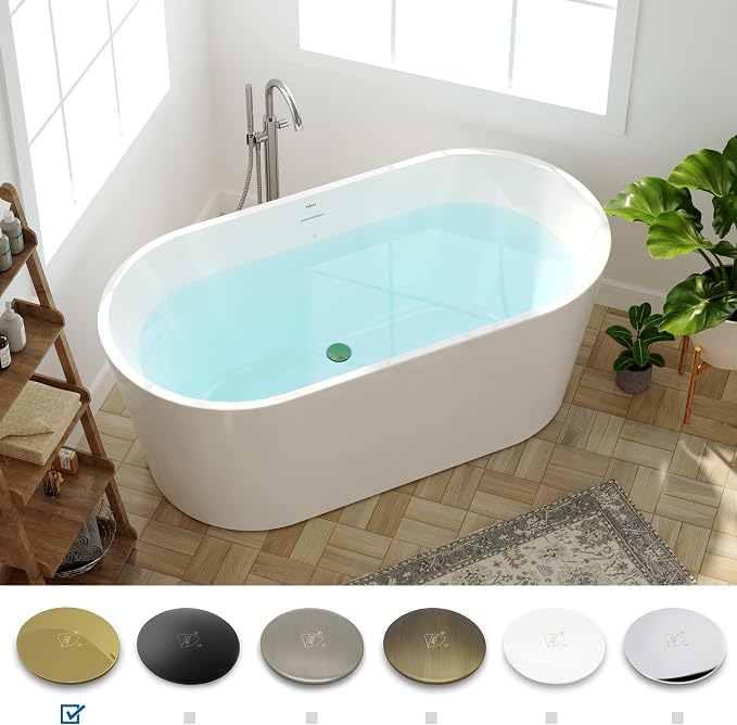 FerdY Shangri-La 59" Acrylic Freestanding Bathtub, Gracefully Shaped Soaking - Image 3