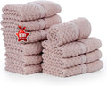 Ample Decor 100% Cotton Soft Pink Washcloths Set of 10- Super Soft, Highly by AmpleDecor