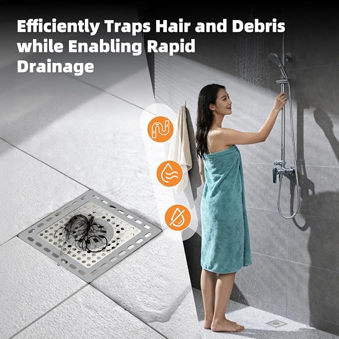 Hibbent 2 Pack Shower Drain Hair Catcher, Shower Drain Cover - Image 9