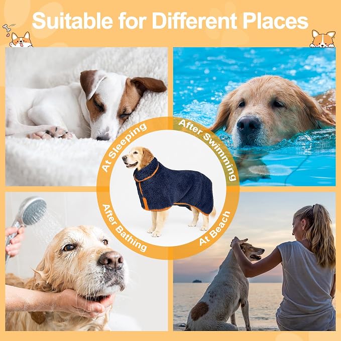 Bienbee Dog Bathrobe, Quick Drying Super Absorbent Dog Robes - Image 6