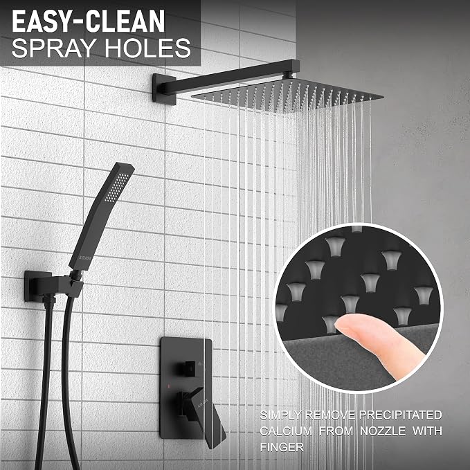 KOJOX Shower System with High Pressure 10'' Rainfall Shower Head, Handheld - Image 2