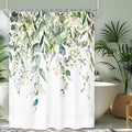 Riyidecor Small Green Eucalyptus Leaves Shower Curtain by Riyidecor