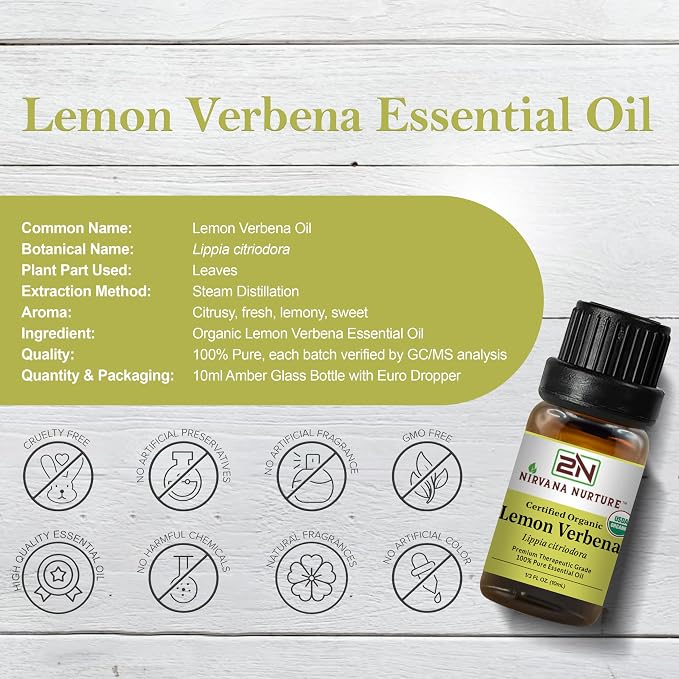 Lemon Verbena Essential Oil USDA Certified Organic, 100% Pure Natural Premium - Image 2