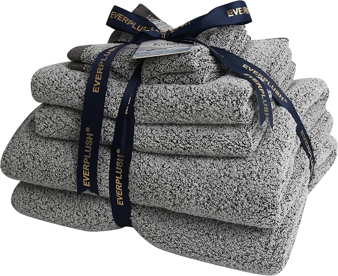 Everplush Diamond Jacquard 6 Pieces Bath Towel Set, Luxury Super Soft Oversized - Image 7