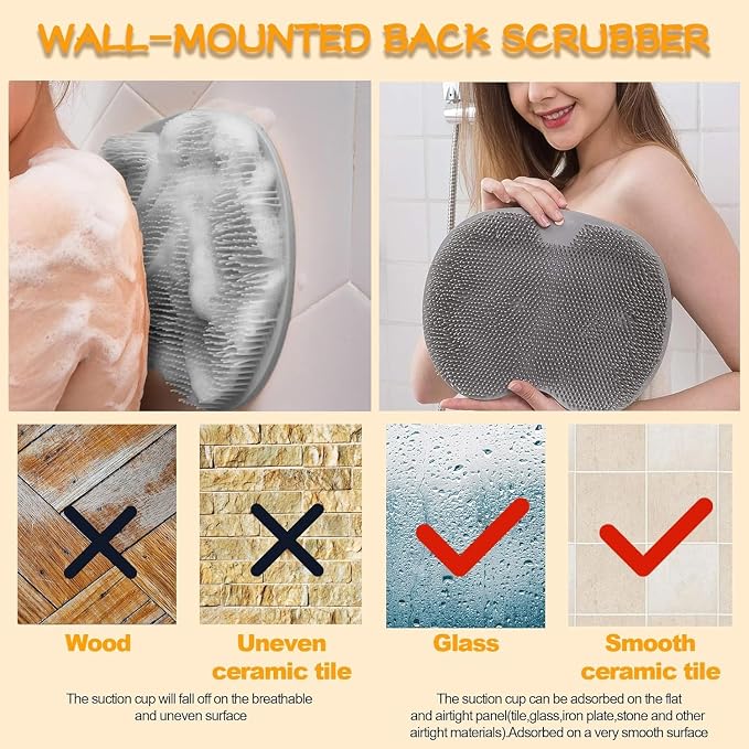 Shower Foot Scrubber Mat with Non-Slip Suction Cups, Exfoliating Foot and Back - Image 7