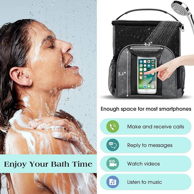 Attmu Mesh Shower Caddy Portable Dorm Tote Bag, Quick Dry Hanging Toiletry Bag - Image 5