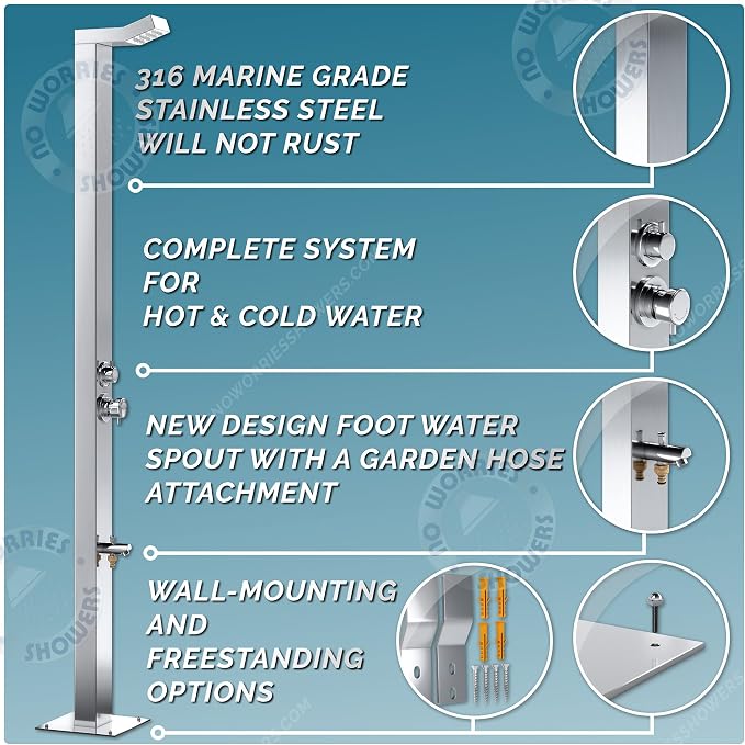 Bondi 316 Marine Grade Stainless Steel Outdoor Shower Panel-No Rust! Perfect - Image 7