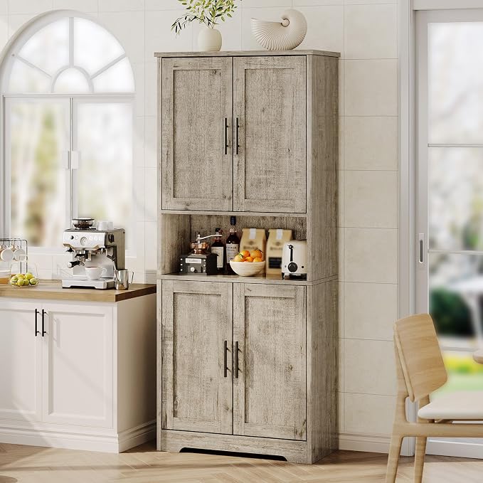 IDEALHOUSE Pantry Cabinet, Freestanding Cupboard, Tall Storage Cabinet - Image 9