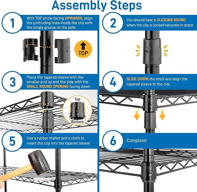 4 Tier Storage Racks Shelving, Heavy Steel Pantry Shelves, Adjustable Wire - Image 7