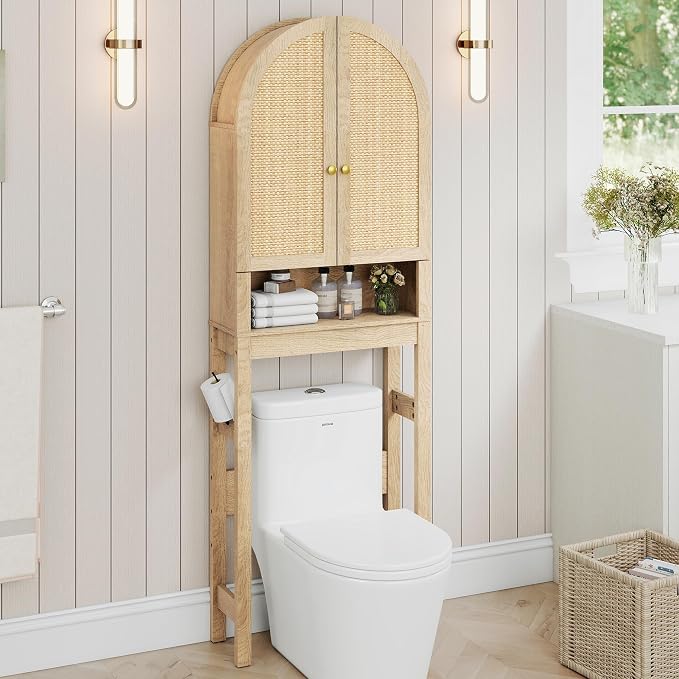 HMstone Over The Toilet Storage Cabinet, Arched Bathroom Organizer and Storage - Image 8