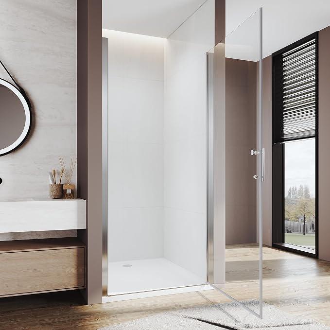 Glass Shower Door 33.5-35" W x 72" H, Semi-Frameless Pivot Shower Door - Image 8