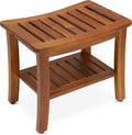 Teak Shower Bench 21 Inch, Fully Assembled Wood Bath Stool by TeakCraft