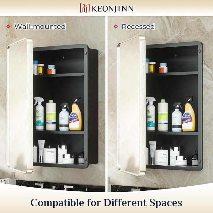 Keonjinn Brushed Nickel Medicine Cabinet - Image 6