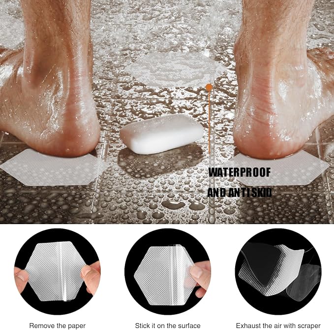 Original 24 PCS Bathtub Stickers Non-Slip, Hexagon Safety Shower Treads - Image 5