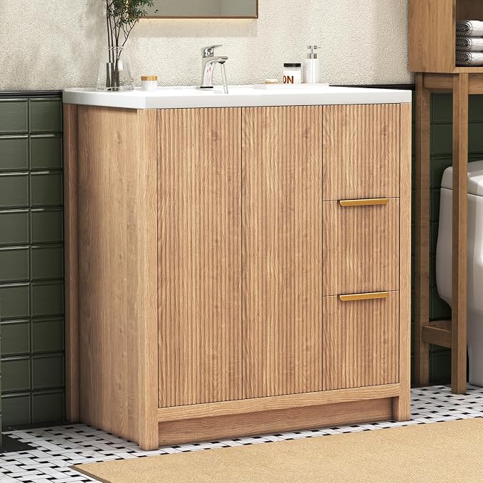 32 Inch Bathroom Vanity with Sink, Bathroom Vanity Cabinet with Single Sink by Umeiga