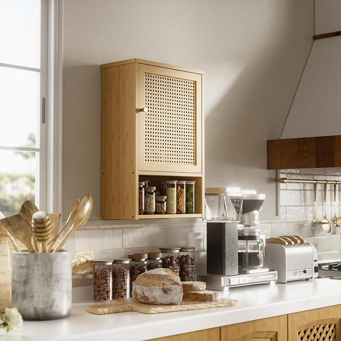 Bathroom Wall Cabinet, Bamboo Over-The-Toilet Storage Organizer - Image 9