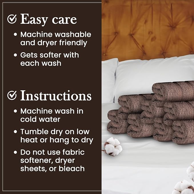 HALLEY Turkish 8 Pack Premium Washcloths 650 GSM Highly Absorbent Super Soft - Image 2