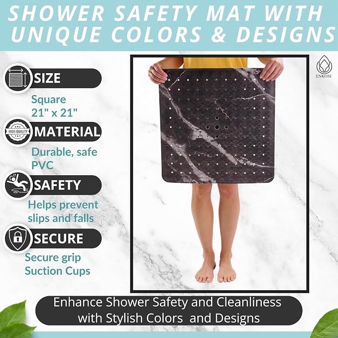 ENKOSI Square Shower Mat 21 x 21 – Anti Slip Shower Mat - Image 5