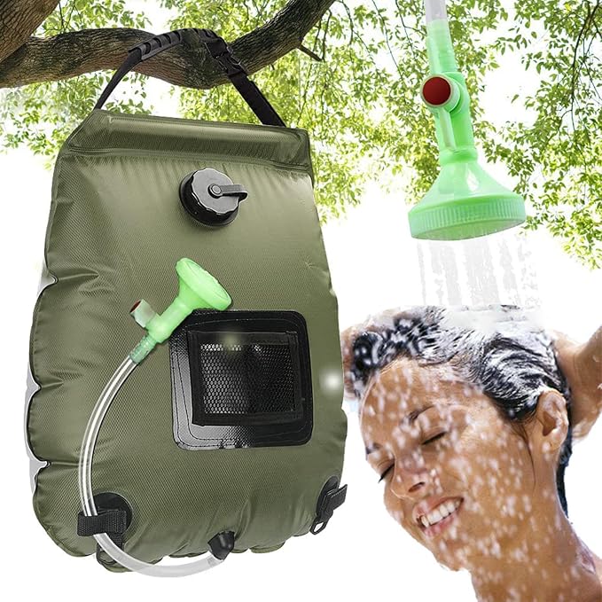 Solar Shower Bag | 5 Gal/20L Solar Heating Camping Shower Bag | Removable Hose by KIPIDA