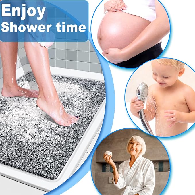 Shower Mats Non Slip for Elderly, 24x24’’Lager Loofah Bath Mats for Shower - Image 4